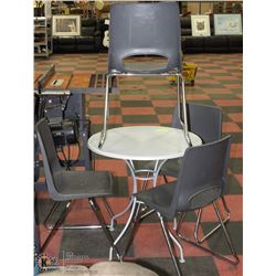 ROUND METAL PATIO TABLE WITH 4 PLASTIC CHAIRS