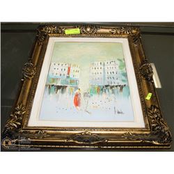 ESTATE GOLD TONE FRAMED OIL ON CANVAS