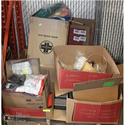 PALLET OF PROTECTIVE CLOTHING, CASTORS ETC