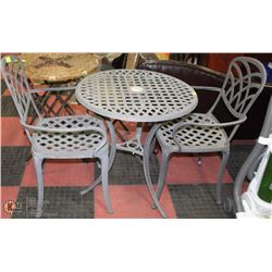 25" X 28"H CAST IRON PATIO TABLE WITH 2 CHAIRS