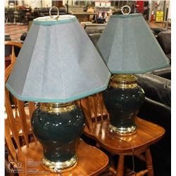 LOT OF 2 BRASS AND PORCELAIN LAMPS
