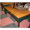Image 1 : DARK GREEN AND WOOD PINE MATCHING COFFEE TABLE &