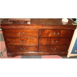 58" X 16" X33"H SIX DRAWER DRESSER MINOR CORNER