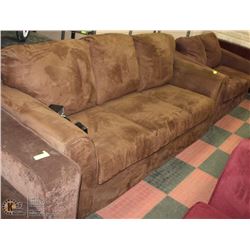CLOTH BROWN SOFA  AND NON MATCHING LOVESEAT