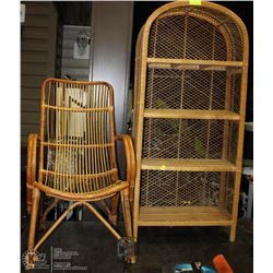 WICKER 54X24 SHELF WITH WICKER CHAIR