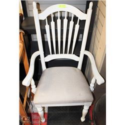 WHITE AND FABRIC ARMCHAIR