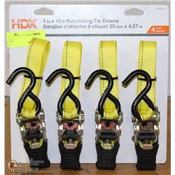 SET OF 4 RATCHET TIE DOWN STRAPS