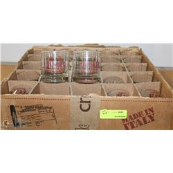 CASE OF 24 CRYSTAL AND HUDSONS BAY LIQUOR GLASSES