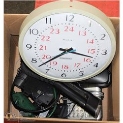 ESTATE BOX WITH CLOCK, PHONE ,FLASHLIGHT AND MORE