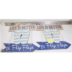 LOT OF 2 RUSTIC SIGNS WITH QUOTES -"LIFE IS BETTER