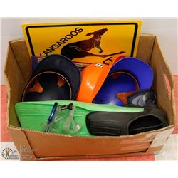 LARGE BOX W/SUMMER SPORTING GOODS