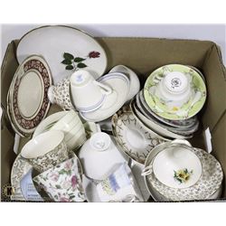 BOX OF ASST TEA CUPS AND PLATES
