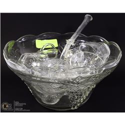 VINTAGE PUNCH BOWL SET WITH SPOON AND CUPS