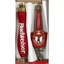2 WOOD BEER TAPS - BUDWEISER & ALEXANDER KEITHS