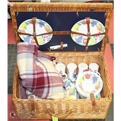 ABERCROMBIE & FITCH PICNIC BASKET WITH CONTENTS &