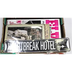 FLAT OF ASST ELVIS TINS & TIN SIGNS