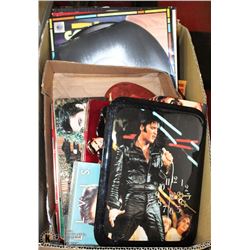 BOX OF ELVIN TINS & CALENDERS