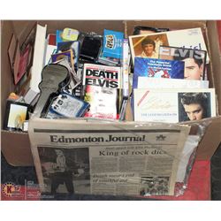 BOX OF ASST ELVIS MAGAZINES, CARDS, BOOKS,MOVIES &