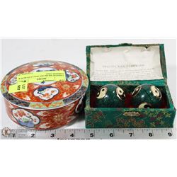CHINESE MEDICINE BALLS IN BOX & CHINESE DISH