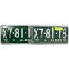 Image 1 : SET OF NEW 1971 ALBERTA LICENSE PLATES