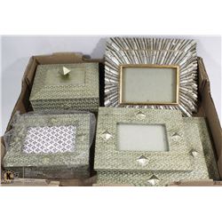TRAY OF VANITY DECOR 7PCS INCL JEWELLERY BOX,