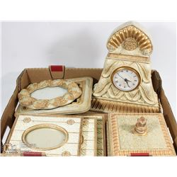VANITY 7PC DECOR INCL CLOCK, JEWELLERY BOX AND