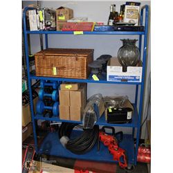 BLUE 4 SHELF METAL ROLLING CART