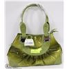 Image 1 : GREEN SNAKESKIN STYLE HANDBAG WITH 3 COMPARTMENTS