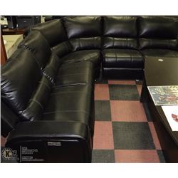 NEW BLACK LEATHERETTE ELECTRIC RECLINING SECTIONAL