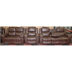 NEW NORWICH 3PC BONDED LEATHER CHAIR, LOVESEAT