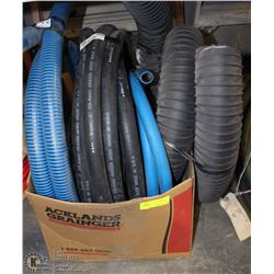 BOX OF MISC HOSES INCLUDING THERMOIDE 1" HEATER