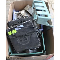 BOX OF MISC ELECTRICAL MATERIALS INCLUDING TIME
