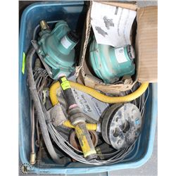 BIN OF GAS REGULATORS GAS LINE HOSE ECT.