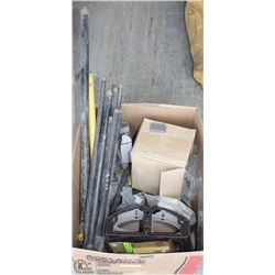 LOT OF MISC INCLUDING THERMOSTAT, METAL PIPING