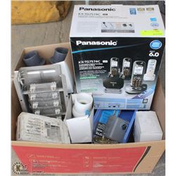 BOX OF ELECTRONICS INCL. PANASONIC PHONE