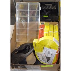 LOT OF 5 SLINGS 1"X14', TWO 8INCH INNERTUBES AND 1