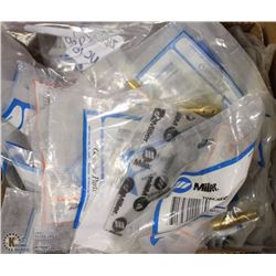 BOX OF MISC INCLUDING TUBE HEADS & POLY CARBONITE