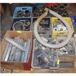 PALLET OF PVC WITH BOX OF METAL SLIDERS