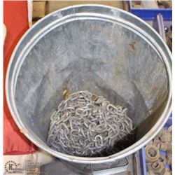 LARGE METAL GARBAGE CAN WITH CHAIN AND HOOK