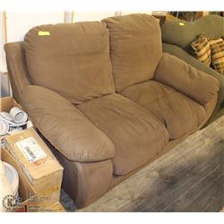 USED BROWN FABRIC LOVE SEAT
