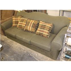 GREEN SOFA WITH ACCENT PILLOWS