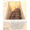 Image 1 : WOODEN STORAGE BOX FILLED WITH HEAVY LOADER CHAINS