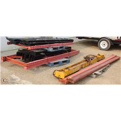 3 SKIDS OF PALLET RACKING AND A 3 TON CRANE BAR