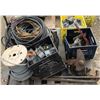 Image 1 : SKID OF MISC ELECTRICAL BOXES WIRE SPOOL OF