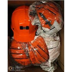 LOT OF 4 NEW HARDHATS W/ LINERS + SAFETY GLASSES