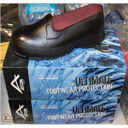 2 PAIRS OF BLACK RUBBER SHOE COVERS MEN SIZE 4