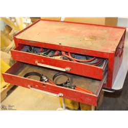 TABLE TOP TOOL BOX , 2 DRAWER WITH BOOSTER CABLES