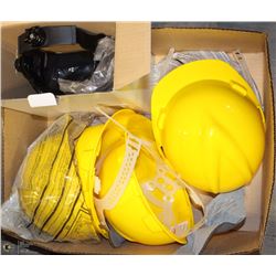 BOX OF YELLOW HARDHATS