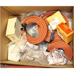 LARGE BOX OF MISC PLUMBING AND HYDRAULIC SUPPLIES