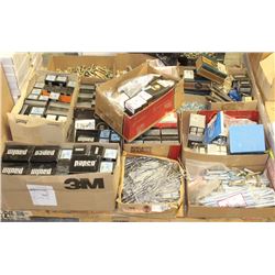 PALLET OF ASSORTED SCREWS, NAILS, FASTNERS & MORE